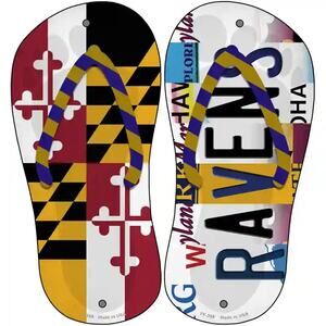 Flip Flops Sign Flag NFL Ravens Metal Strip Art Set of 2 New Wall Baltimore